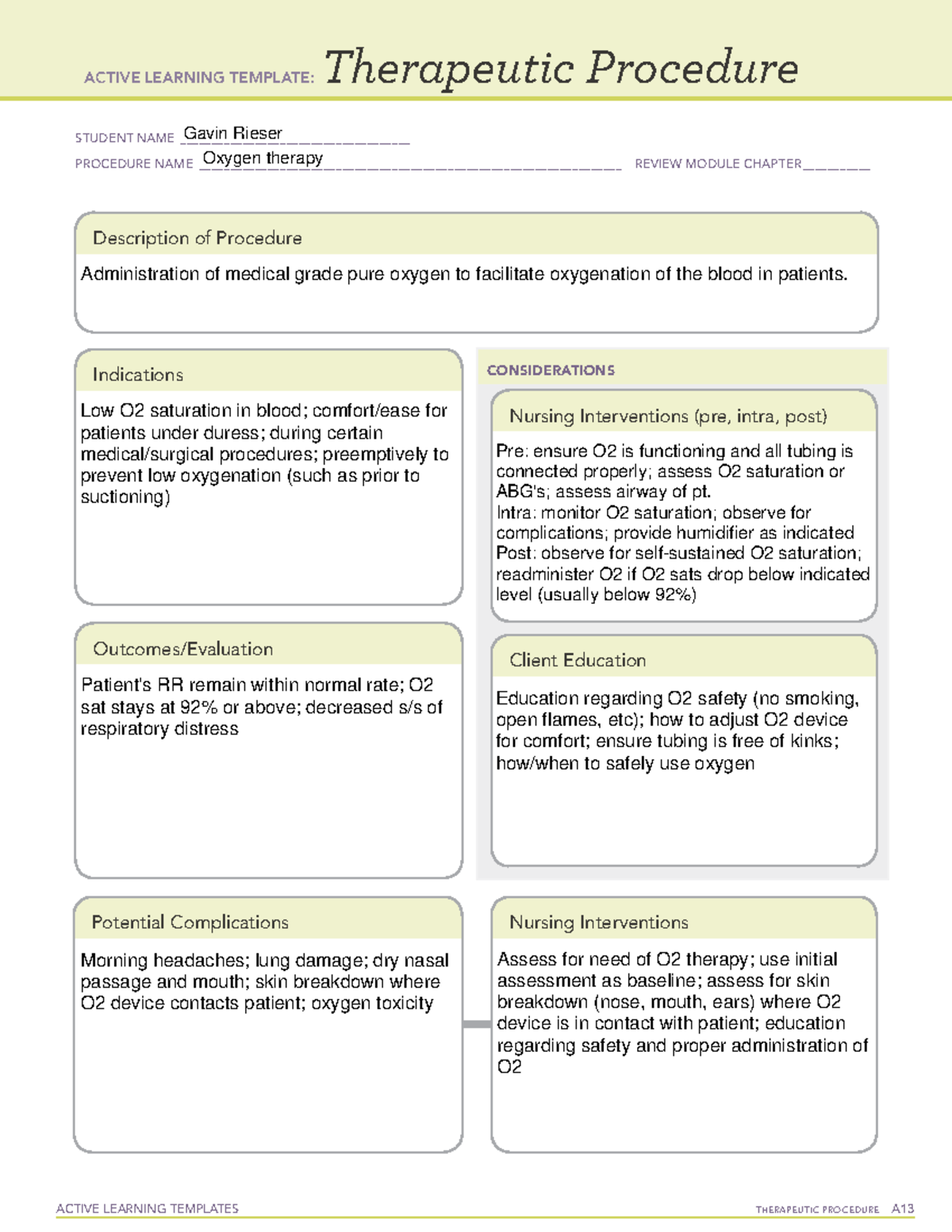 ATI Therapeutic O2 Therapy Active Learning Template Overview - Studocu