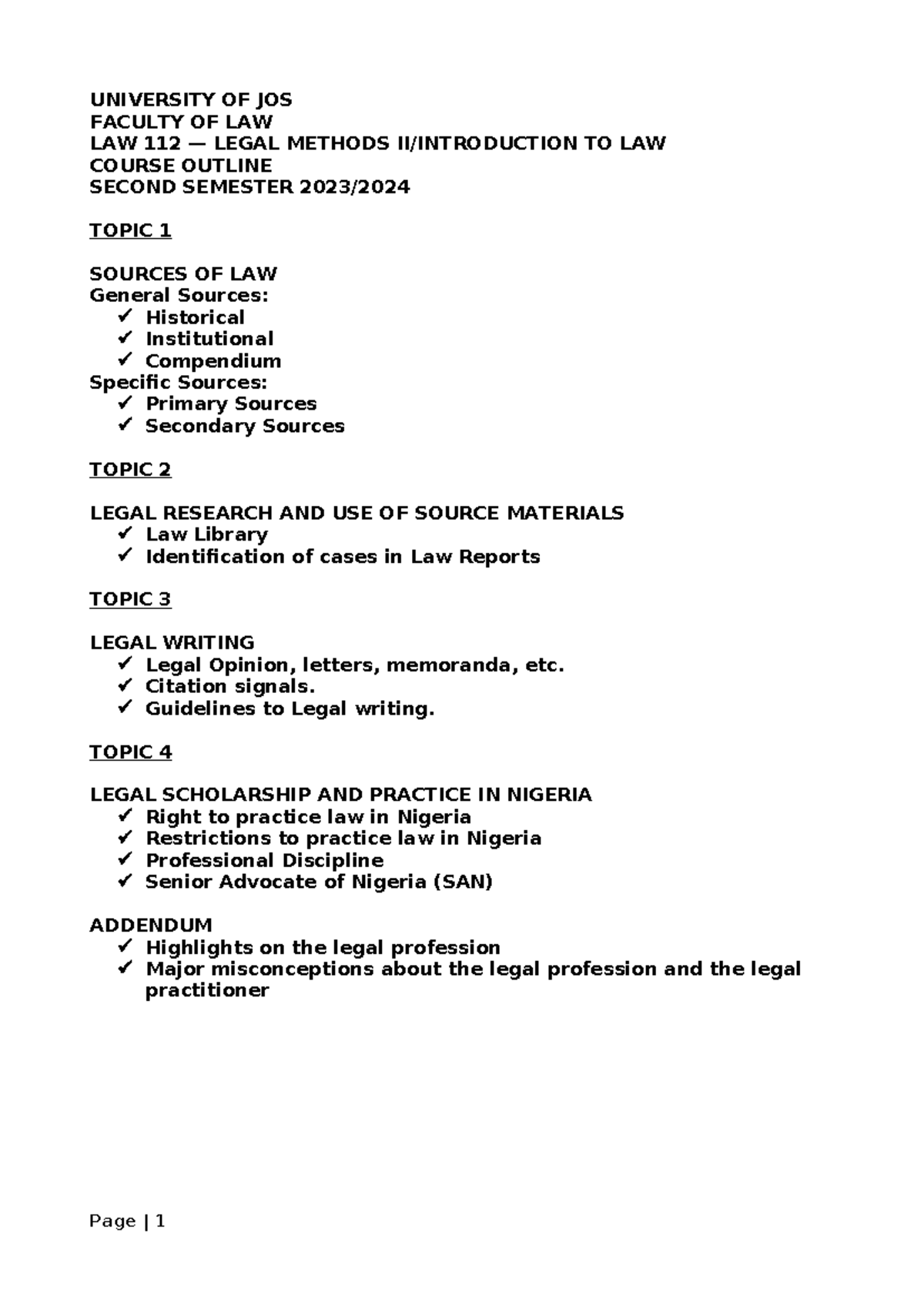 Legal Method II Lecture Notes: Sources of Law and Judicial Precedent ...
