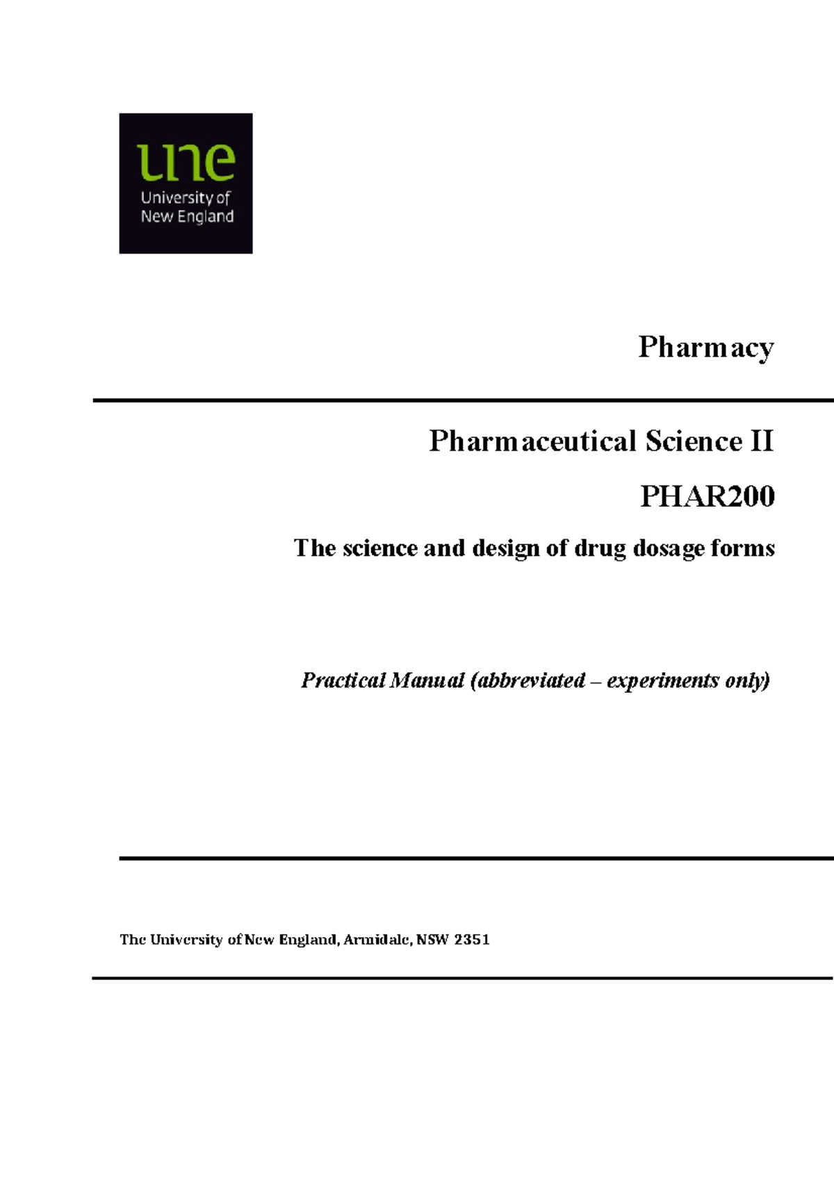Practical Manual: Emulsion Formulation Using HLB - PHAR200 - Studocu