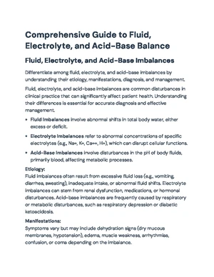 Fluid and Electrolytes - Study Notes & Assignments - Studocu