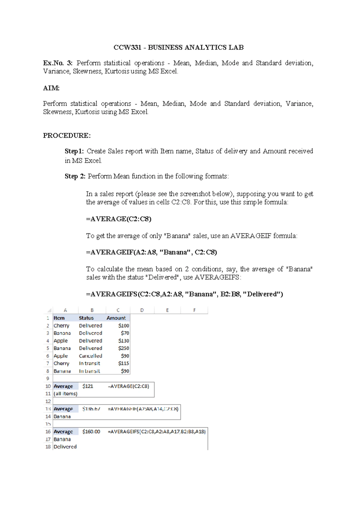 BA LAB Ex.No.2 (i) Procedure - CCW331 - BUSINESS ANALYTICS LAB Ex. 2 ...