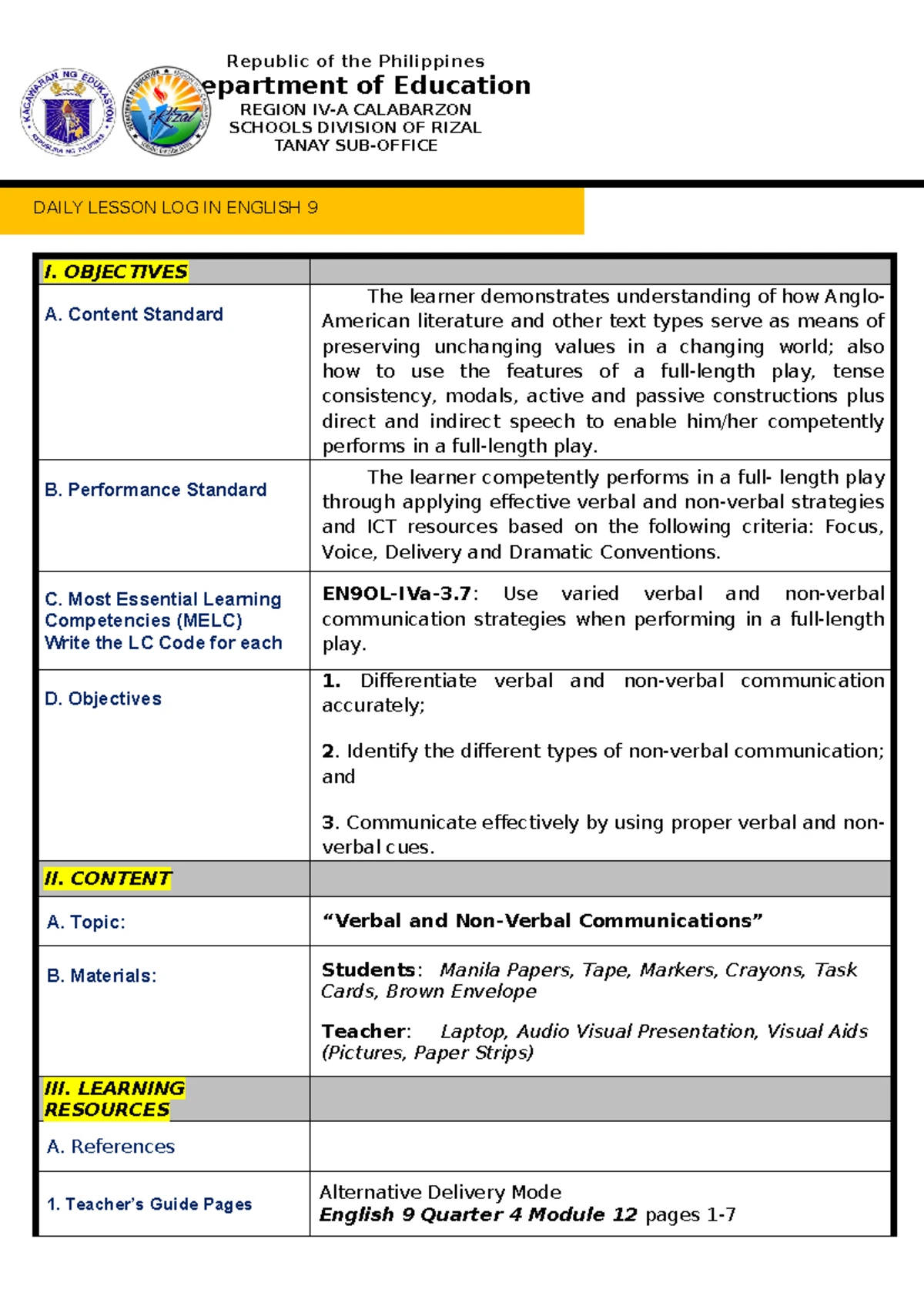 DEPED PROJECT TEMPLATE FOR INNOVATION IN SCHOOLS - Studocu