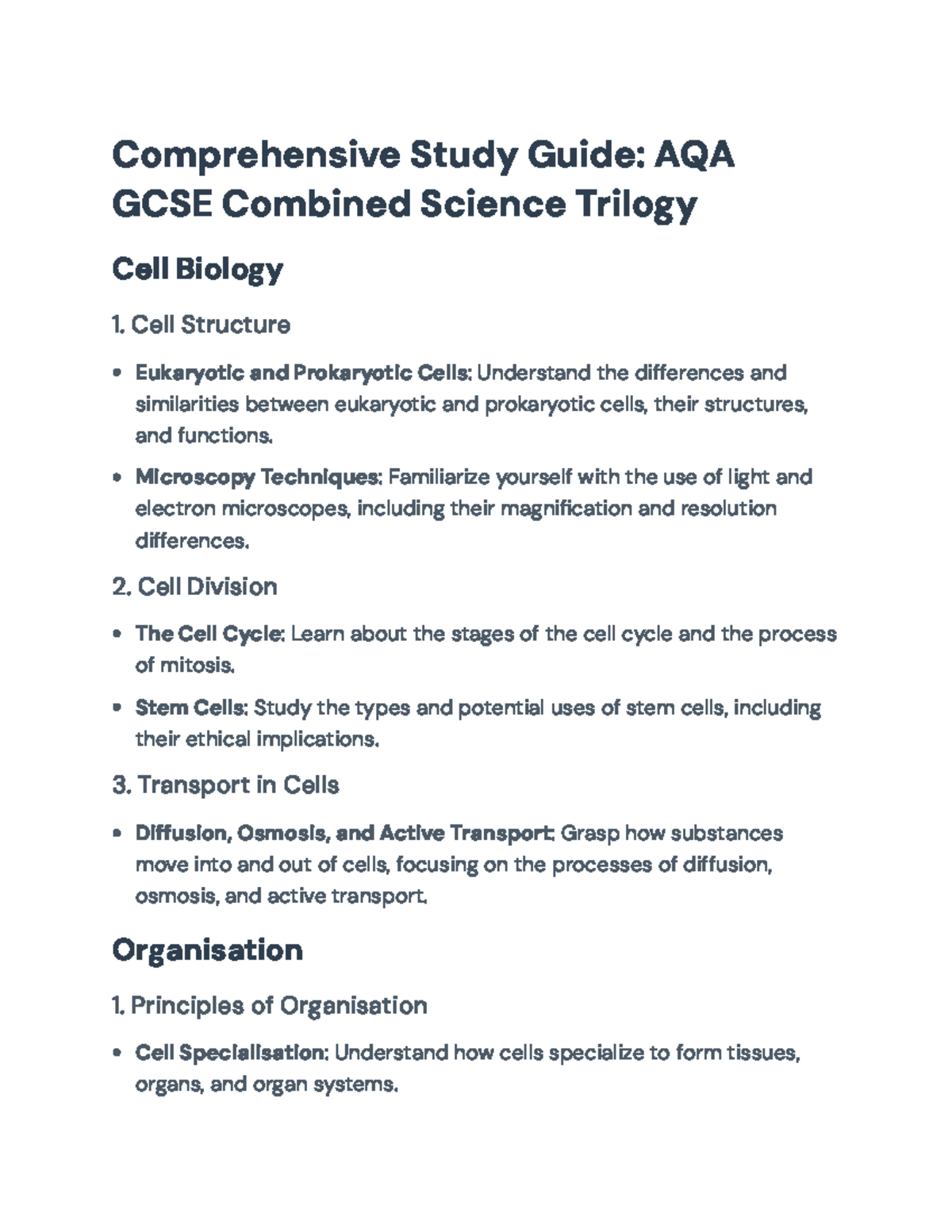 Comprehensive Study Guide for AQA GCSE Combined Science Trilogy ...