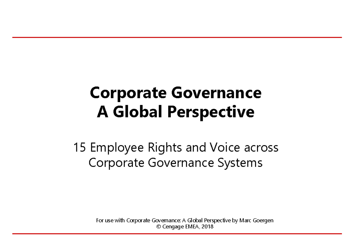 Corporate Governance: Employee Rights & Voice (Ch 15) - Studocu