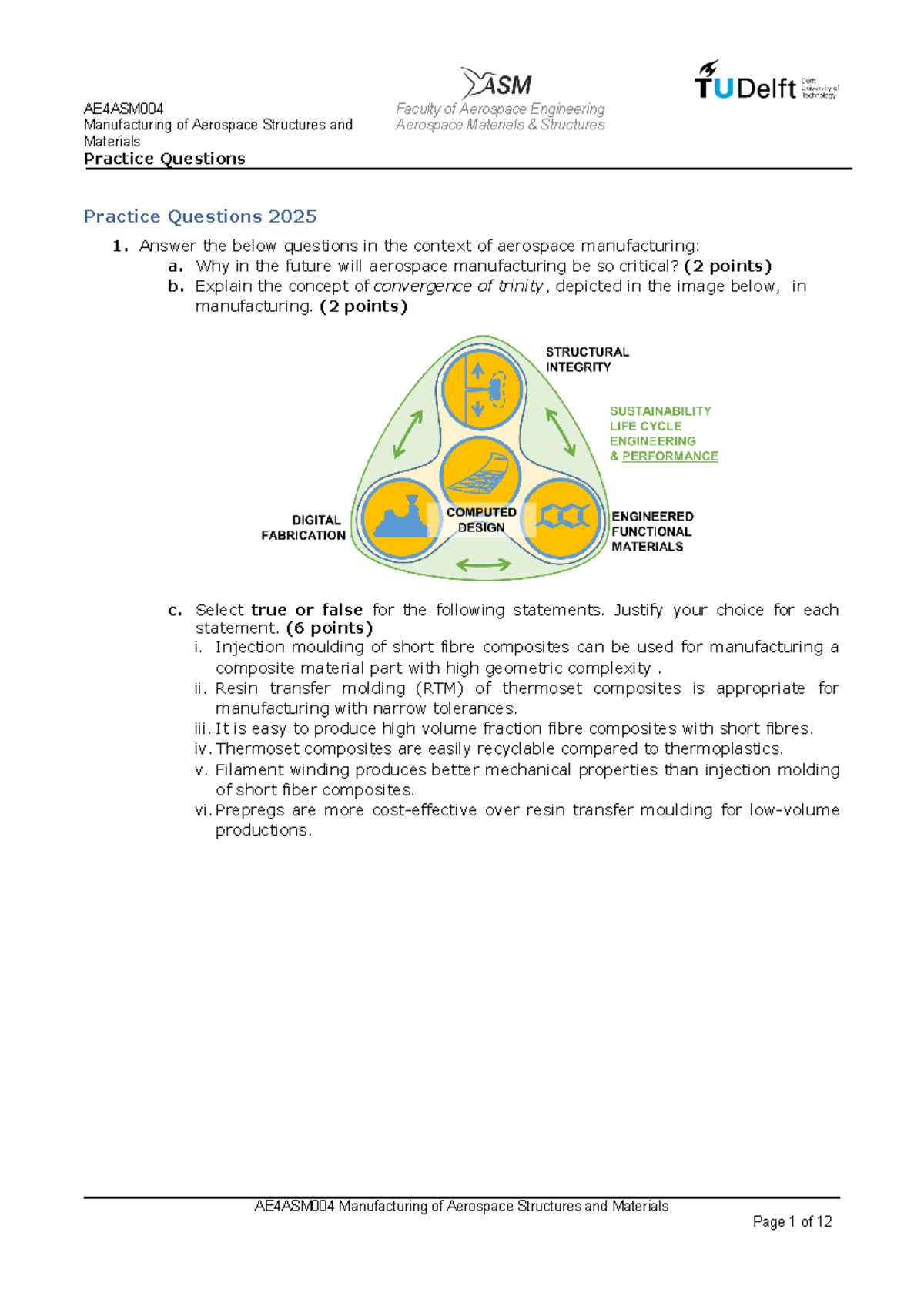 AE4ASM004 Aerospace Structures & Materials Practice Questions Model ...
