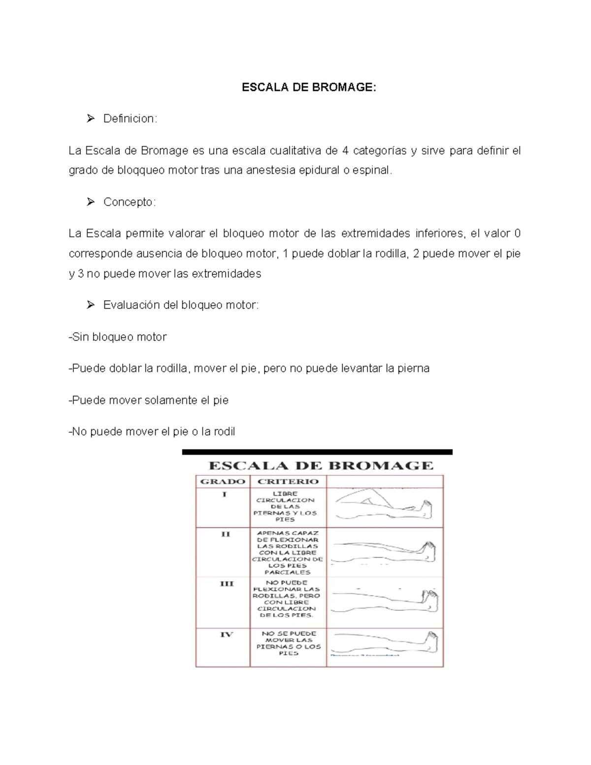Escala de Bromage y Aldrete en Evaluación Anestésica - Studocu