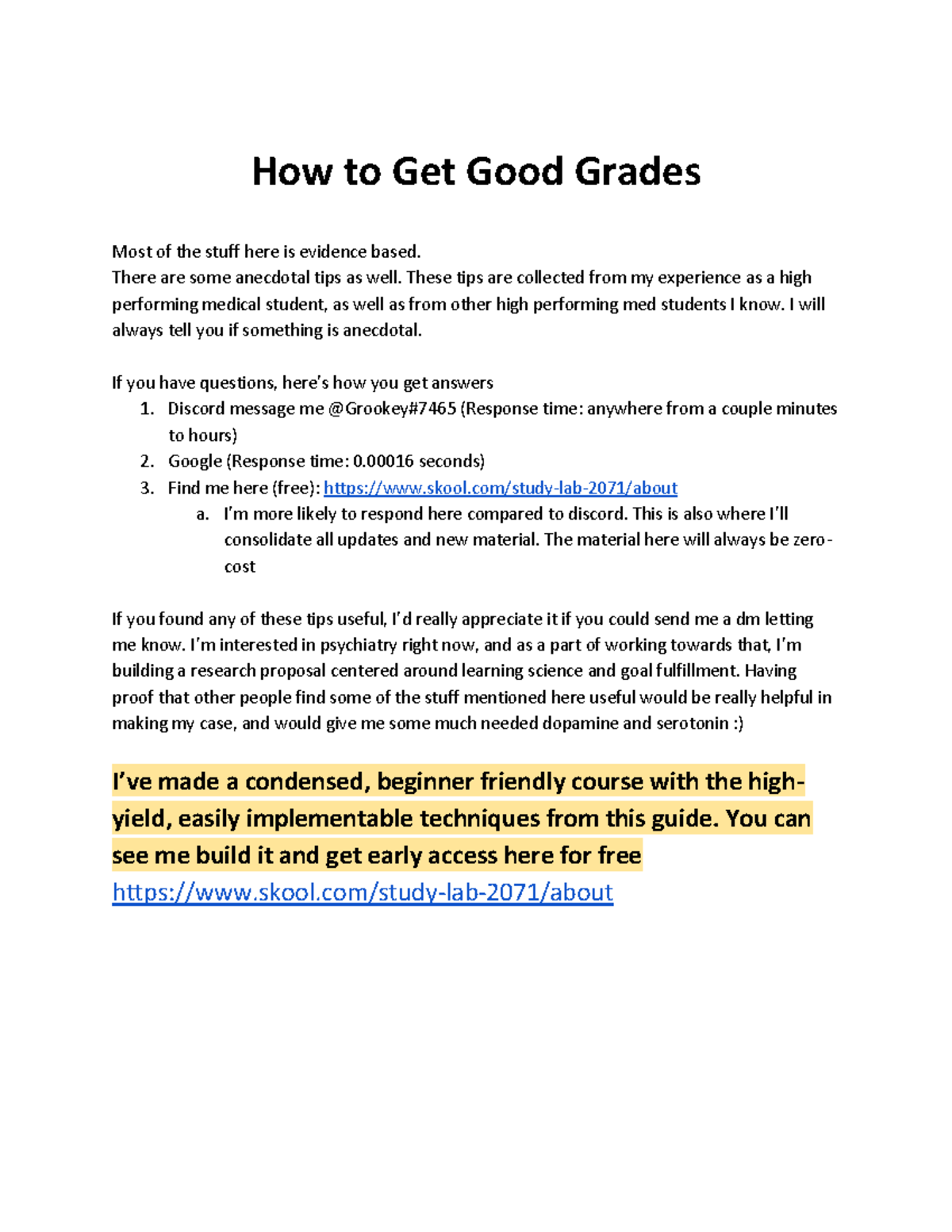 How I get good grades - How to Get Good Grades Most of the stuff here ...
