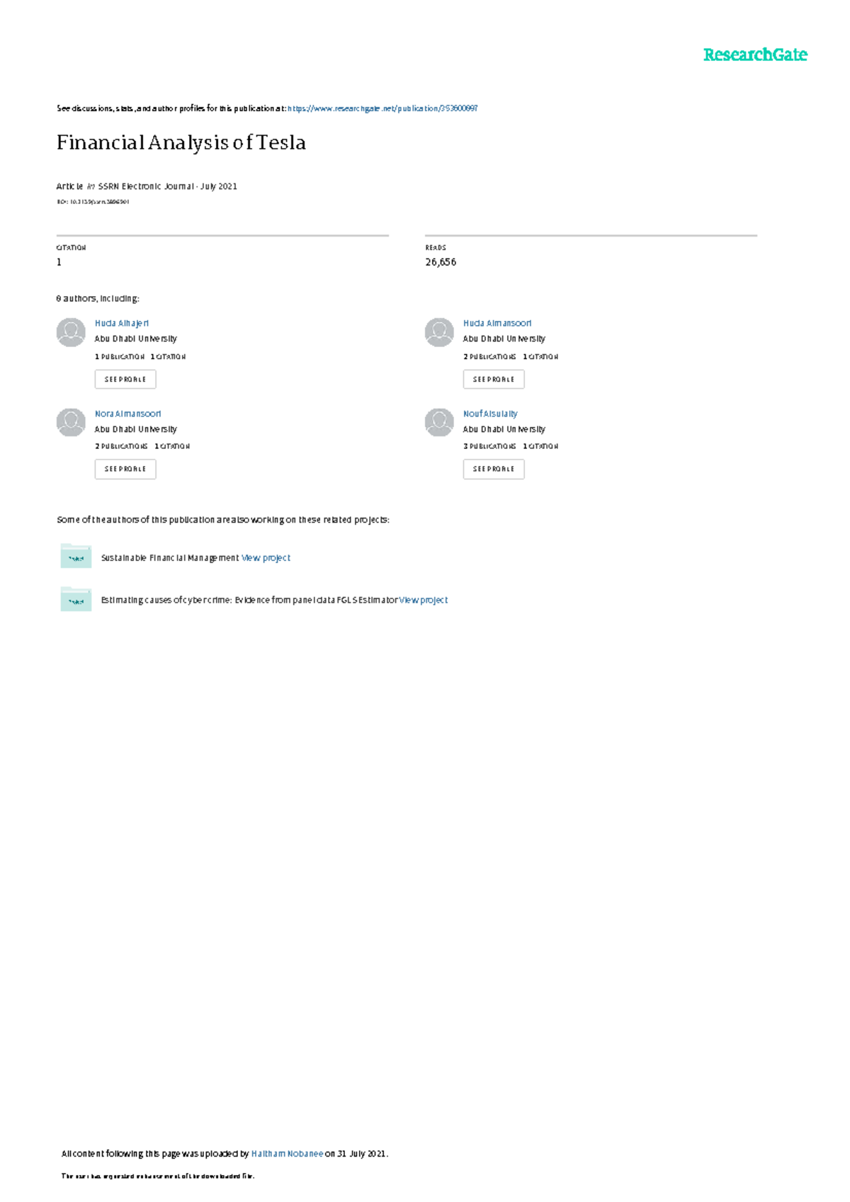 Financial Analysisof Tesla - See discussions, stats, and author ...