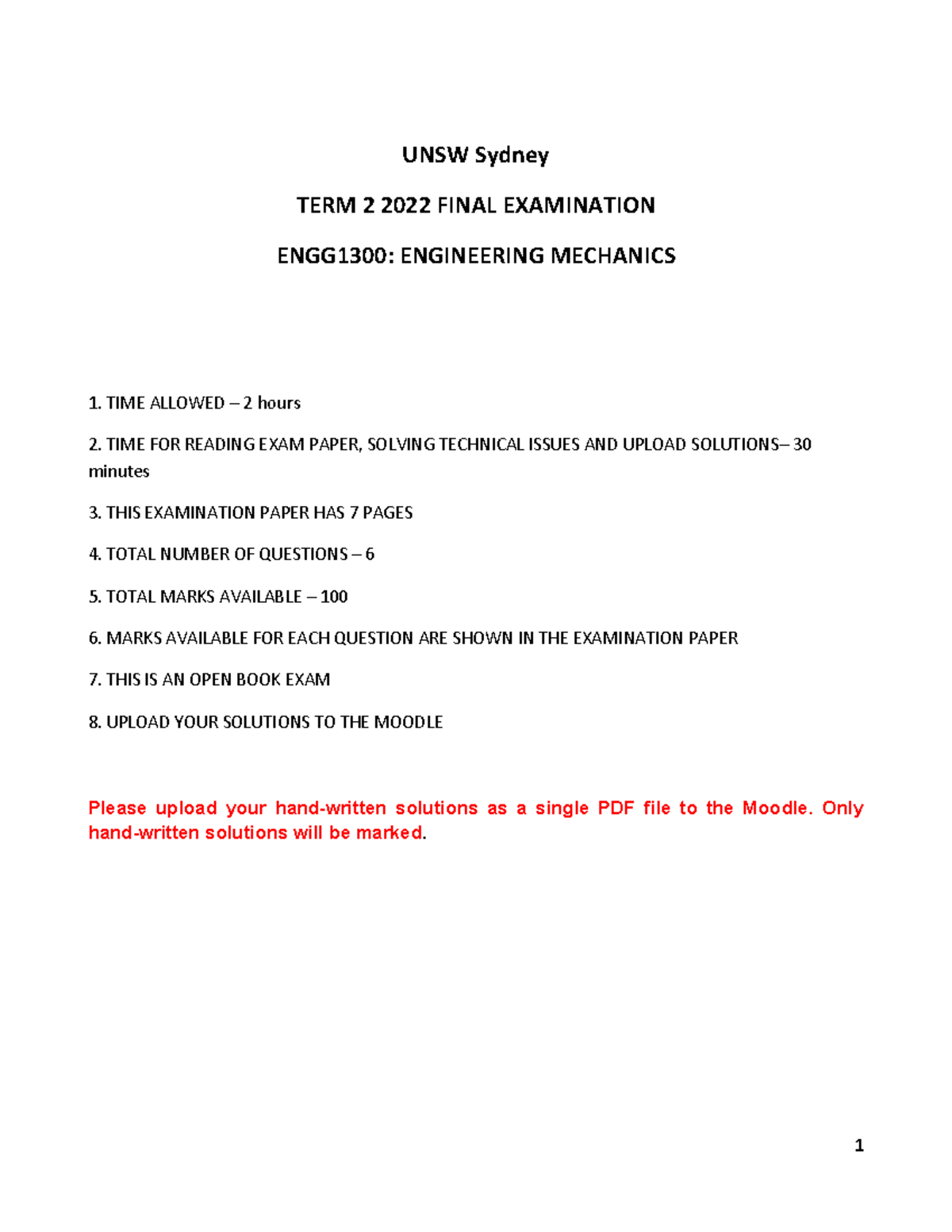 ENGG1300 T2 2022 Final Exam Solutions and Key Concepts - Studocu