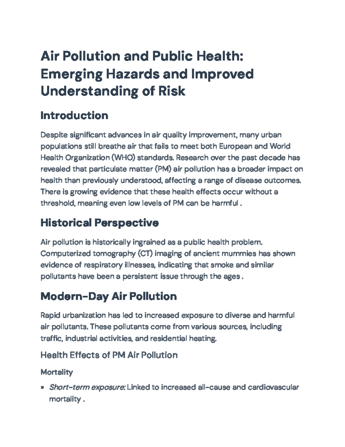 Air Pollution and Public Health: Risks, Effects, and Solutions - Air ...