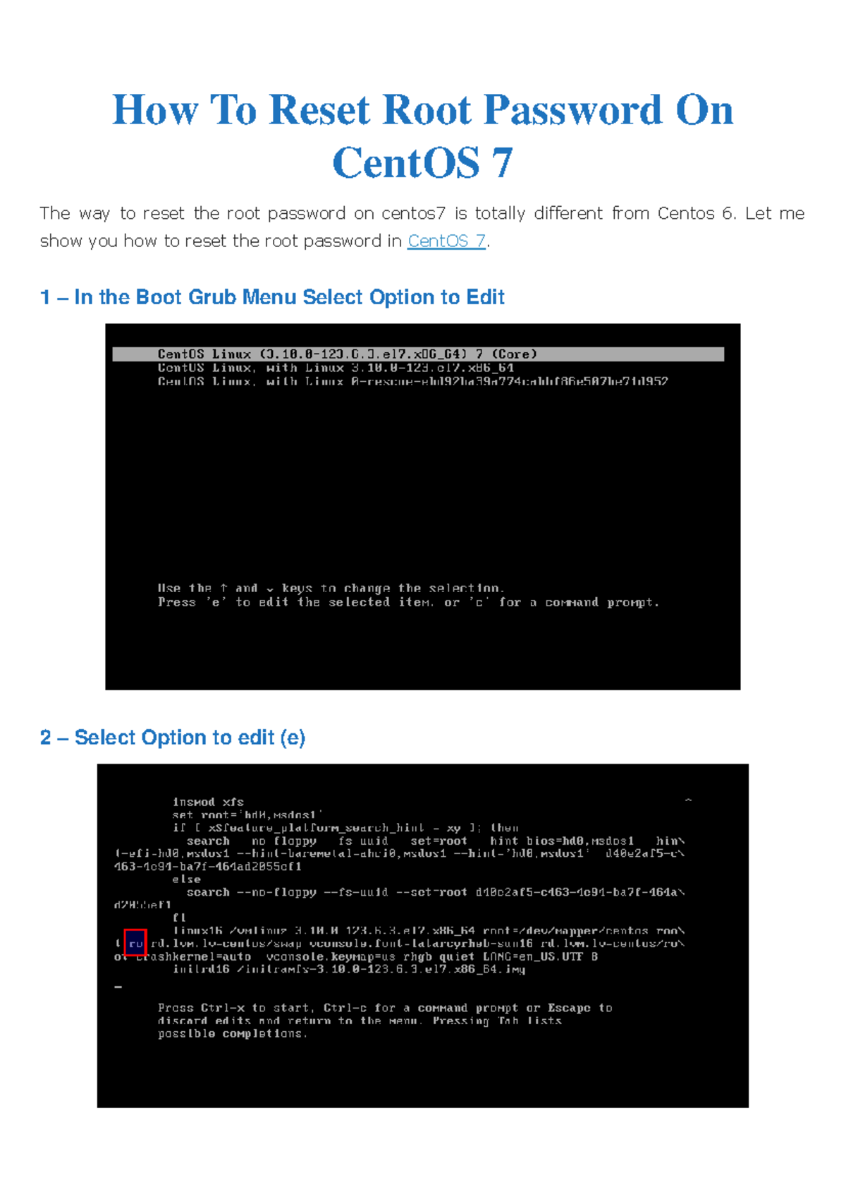 How To Reset Root Password On Cent OS 7 - How To Reset Root Password On ...