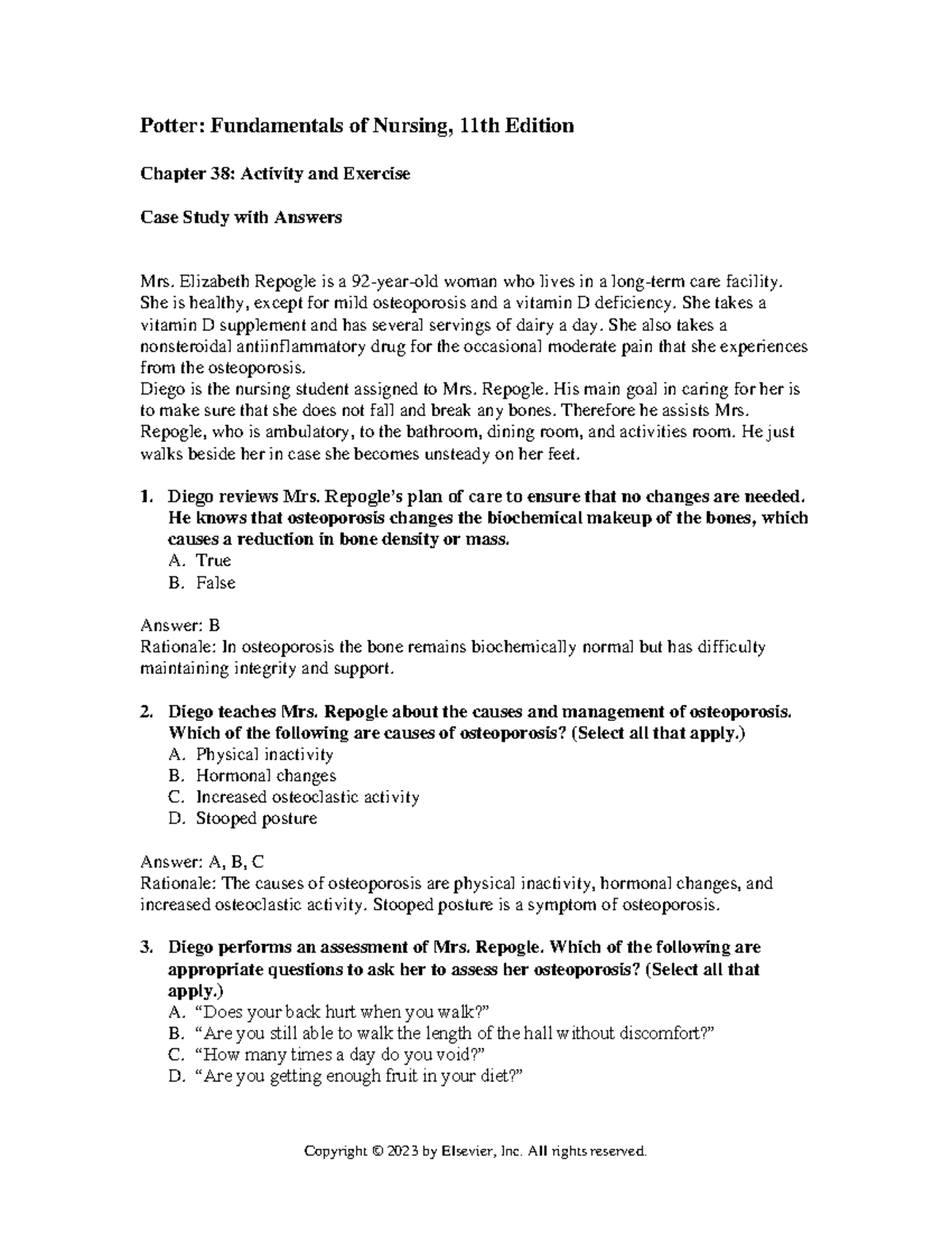 Chapter 038 - Activity and Exercise: Case Study with Answers - Studocu