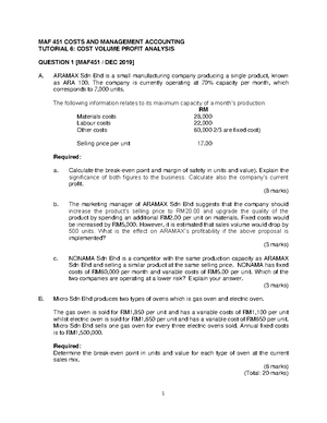 Cost and management accounting - MAF451 - UiTM - Studocu