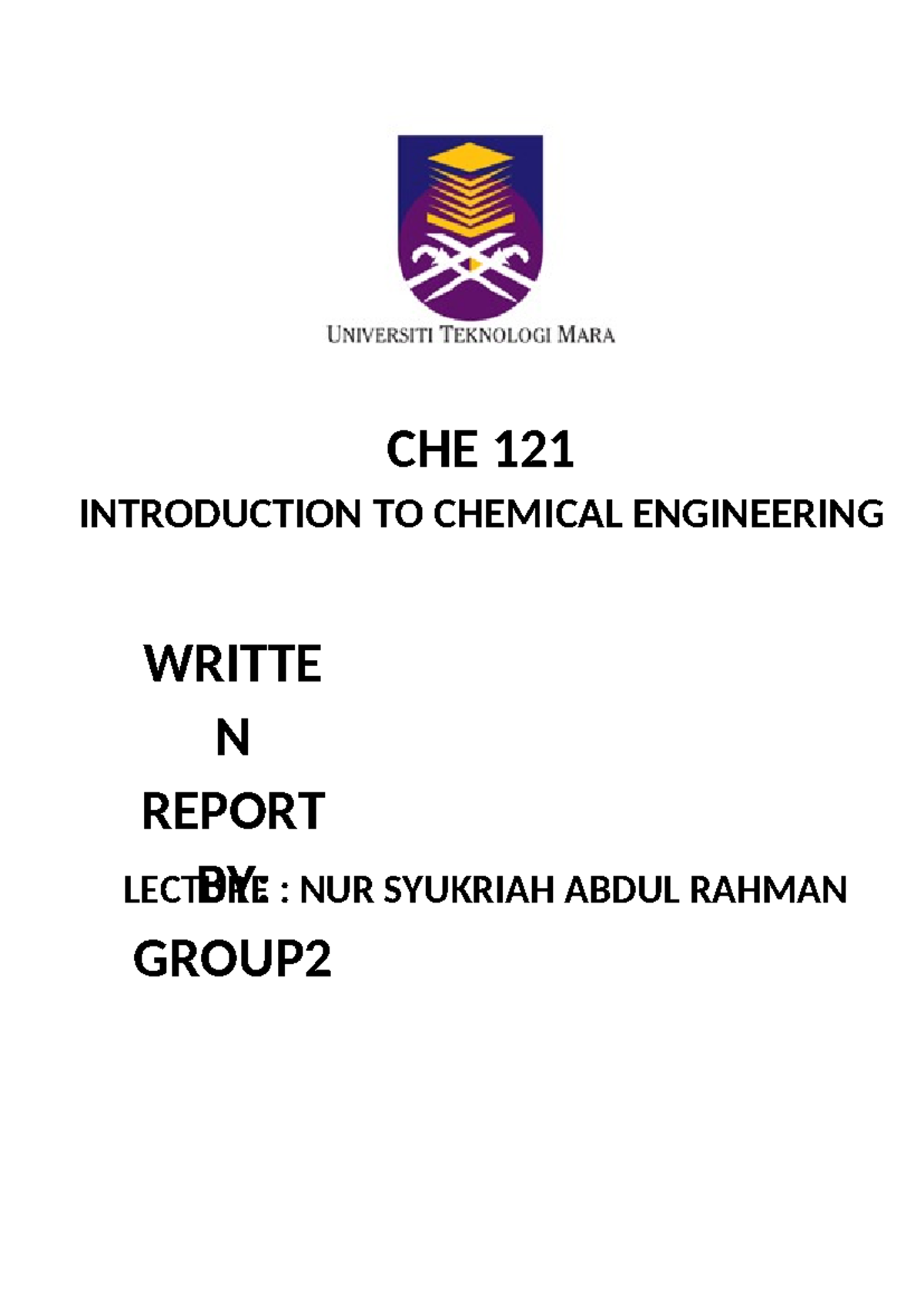 CHE 121 Group 2 Written Report on Bioplastic Solutions - Studocu