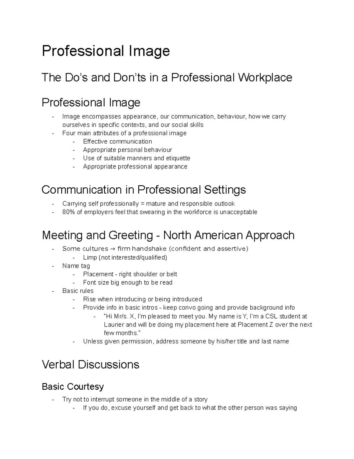 Lesson 13: Building a Professional Image in the Workplace - Studocu