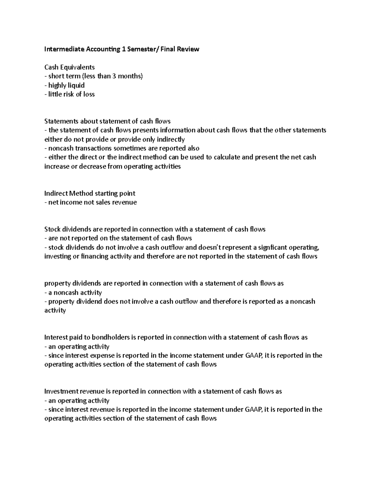 Intermediate Accounting 1 (ACCT 2101) Final Exam Review Notes - Studocu