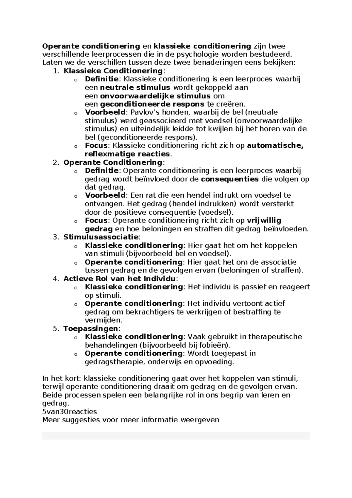 1001 Psychologie: Klassieke vs Operante Conditionering Verkenning ...