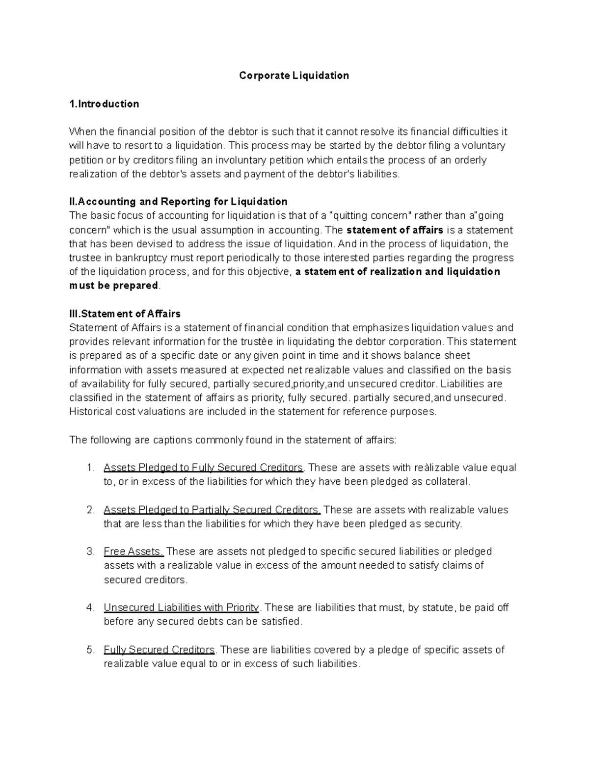 Corporate Liquidation: Accounting, Reporting, and Statement Analysis ...