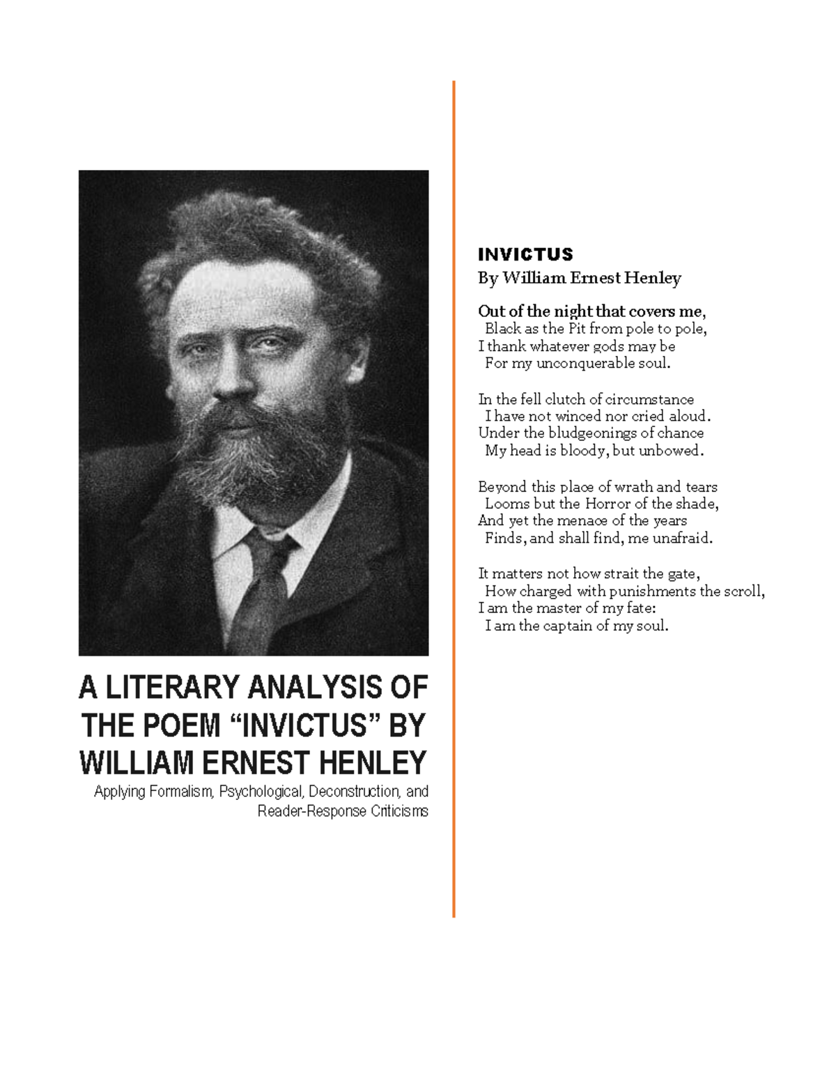 A Comprehensive Literary Analysis of Henley’s Invictus: Themes ...