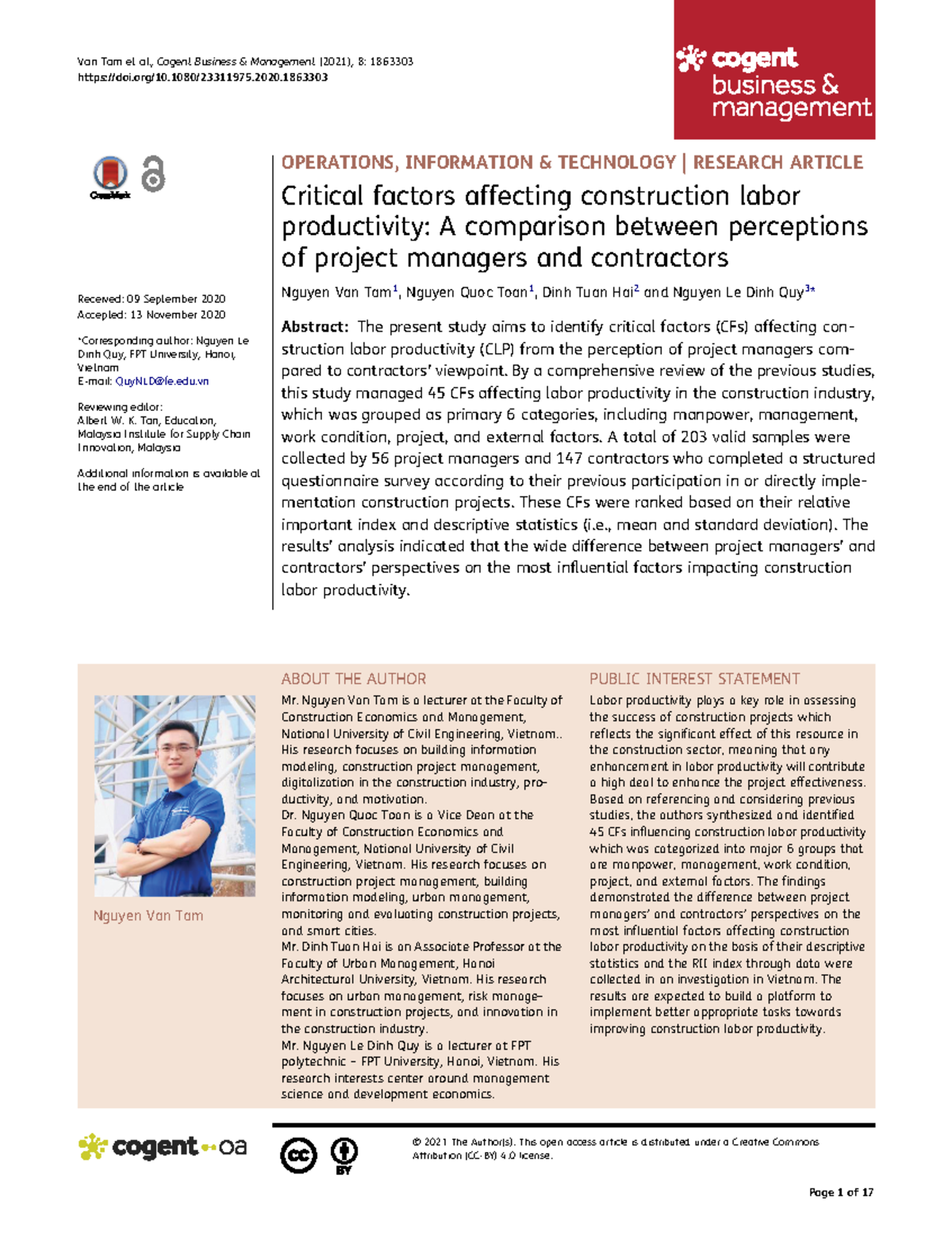 Critical Factors Affecting Construction Labor Productivity: PM vs ...