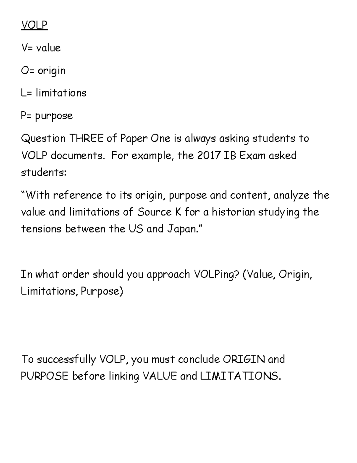 VOLP Analysis: Value, Origin, Limitations, Purpose - Paper One Guide ...