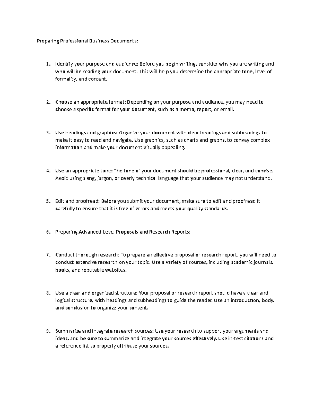 Guide to Preparing Professional Business Docs: Audience & Format - Studocu