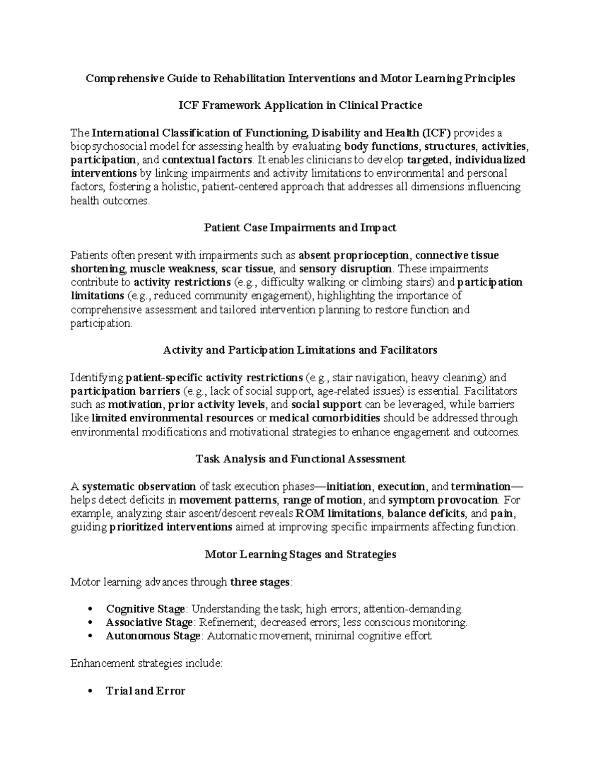 Comprehensive Guide to Rehabilitation Interventions in PT: ICF ...