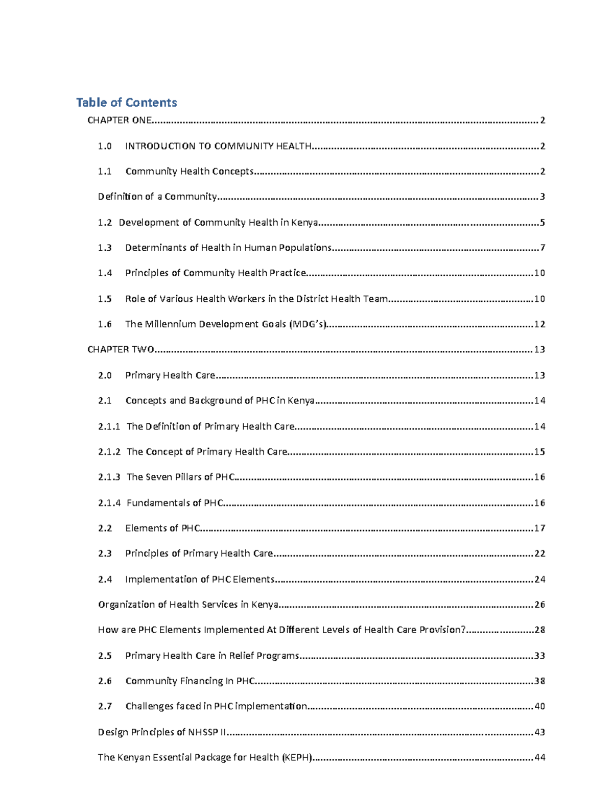 Community Health Revision Guide: Key Concepts and Development - Studocu