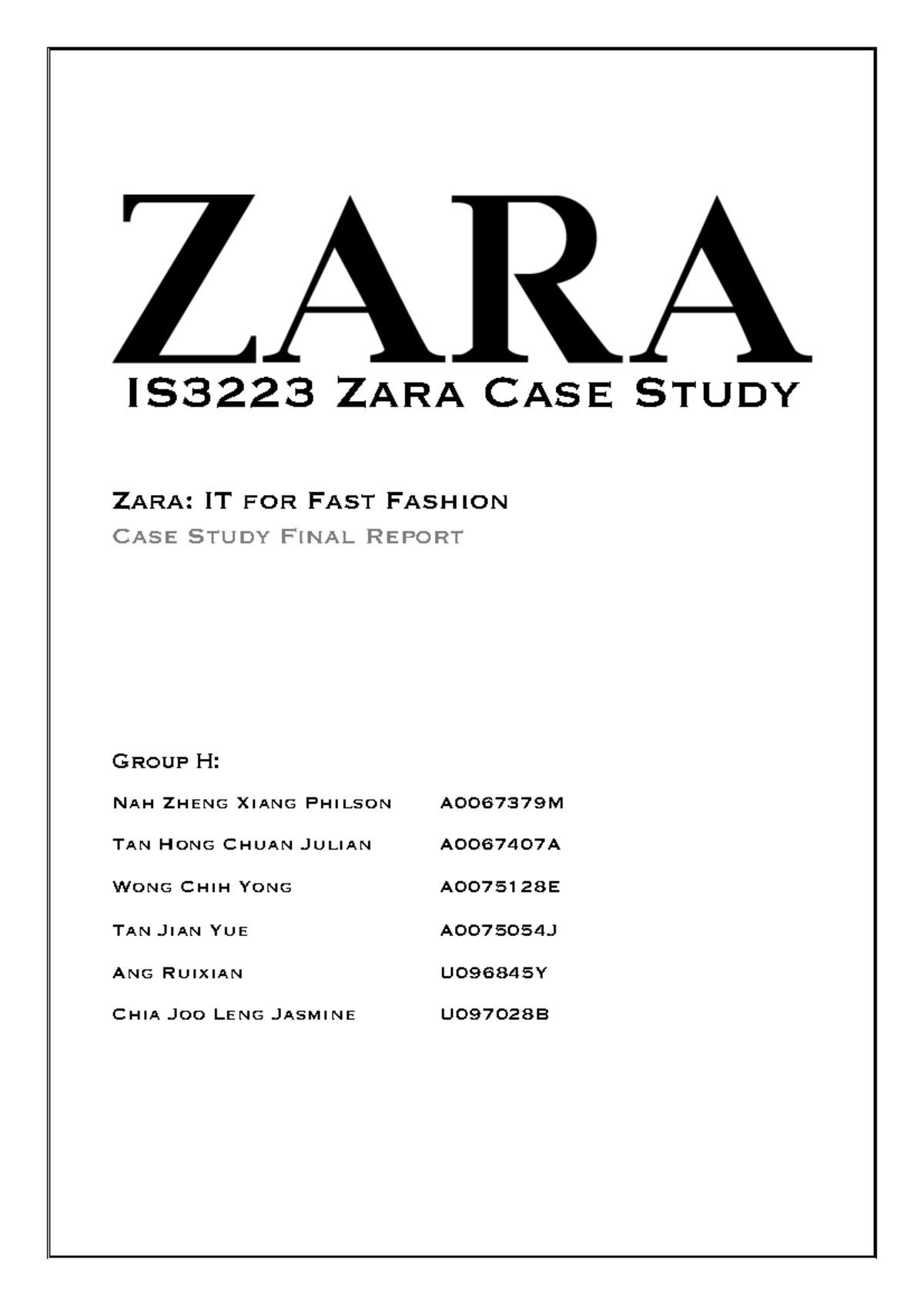 IS3223 Zara Case Study: An In-Depth Analysis of IT in Fast Fashion ...