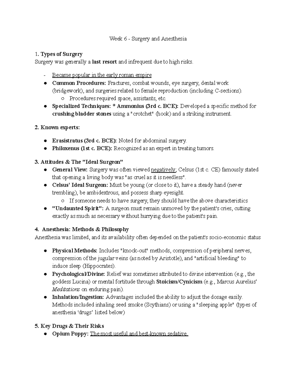 Classics Test 2 Summary: Surgery, Anesthesia, and Ancient Medicine ...