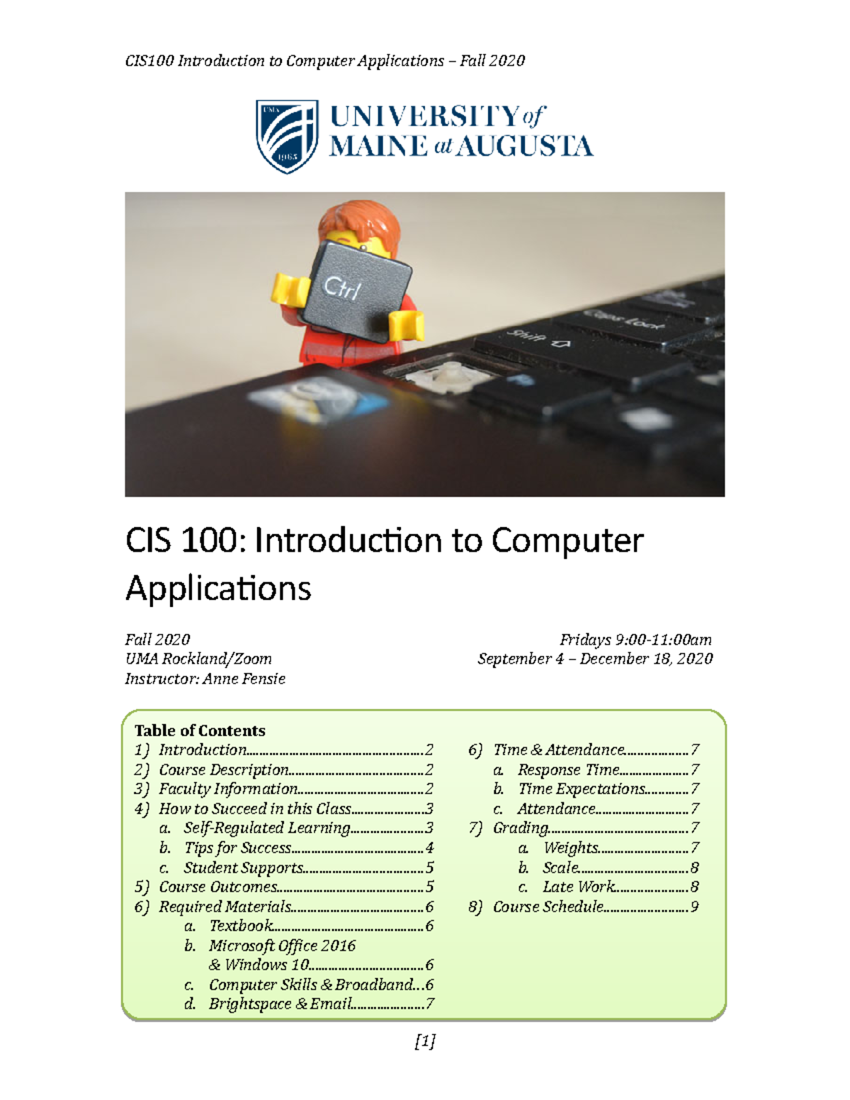CIS100 Syllabus Fall 2020 Revised - CIS 100: Introduction to Computer ...