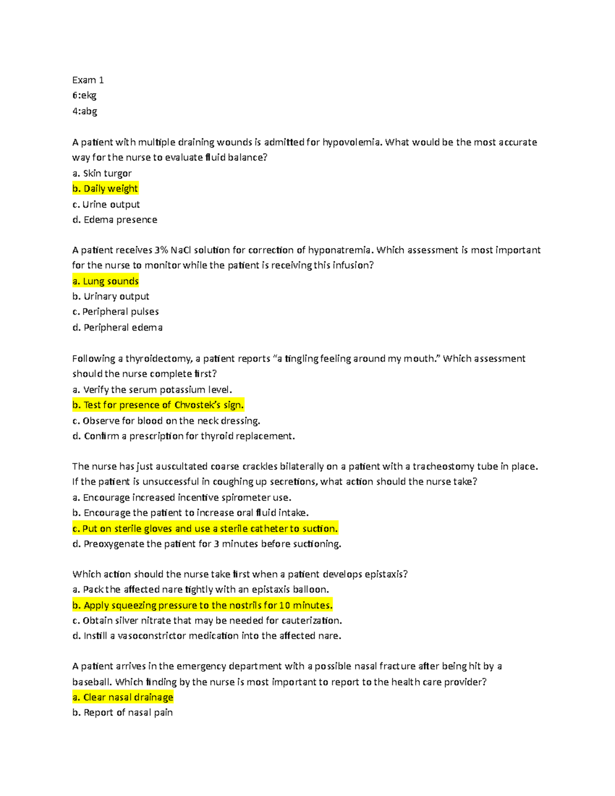 341 Exam 1 Study Guide: Key Nursing Questions & Answers Review - Studocu