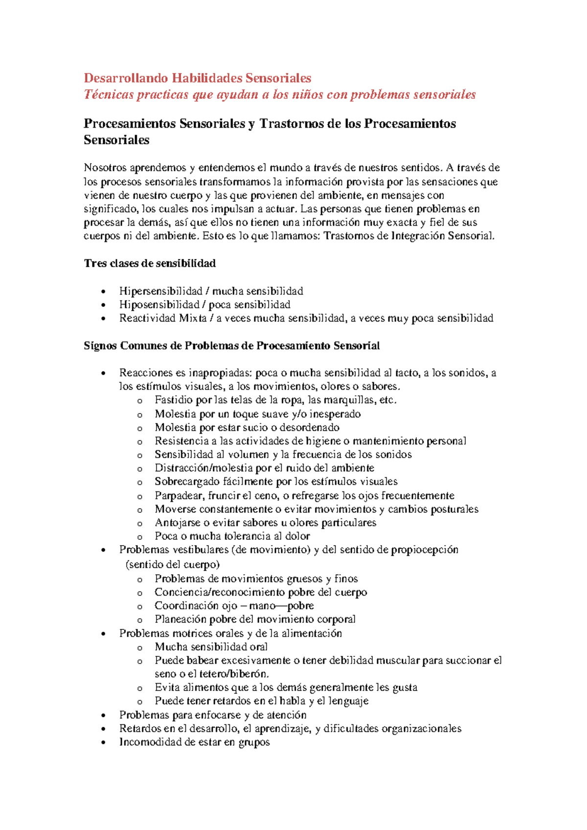 Dieta Sensorial para Niños con TEA: Estrategias y Actividades Efectivas - Document Preview