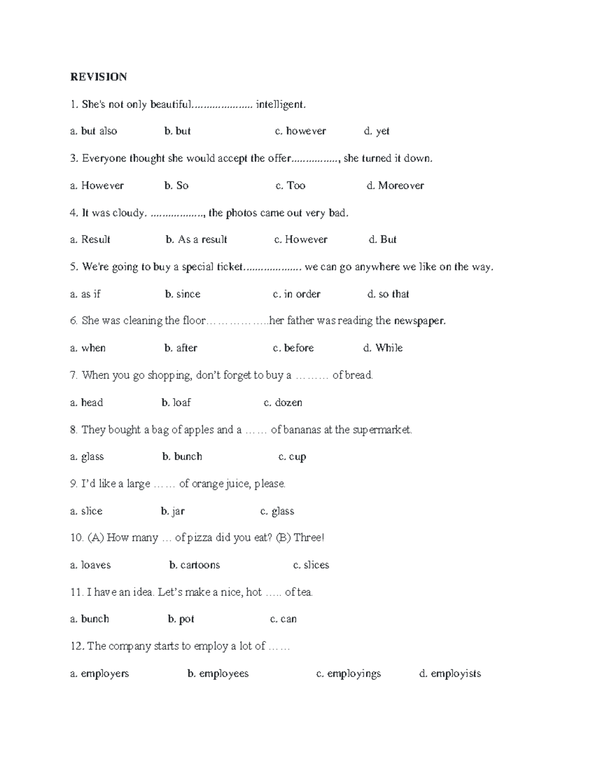 Revision Exercise: English Grammar and Sentence Structure - Studocu