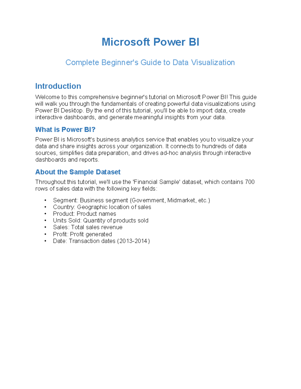 Power BI Tutorial: A Complete Guide to Data Visualization - BA104 - Studocu