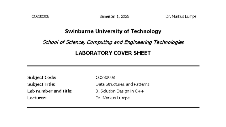 Data Structures and Patterns (CS101) Lab 3: Solution Design Notes - Studocu