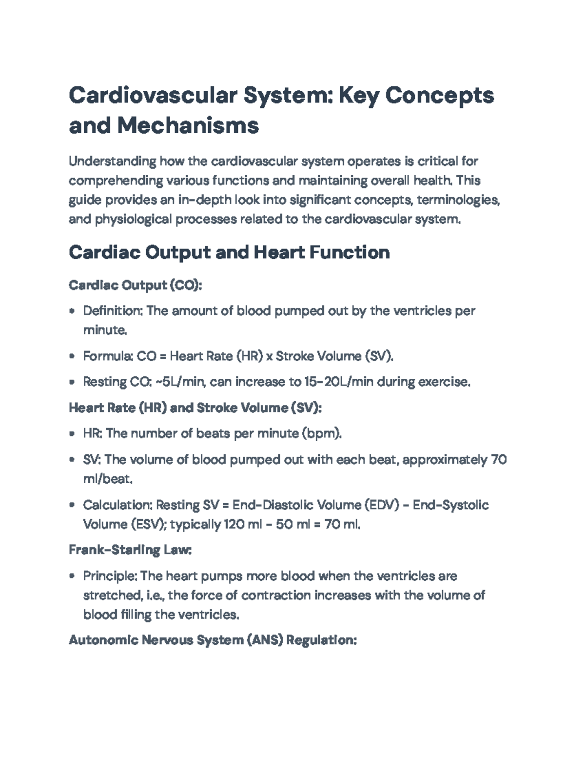 Cardiovascular System Concepts & Mechanisms Overview: Key Insights ...