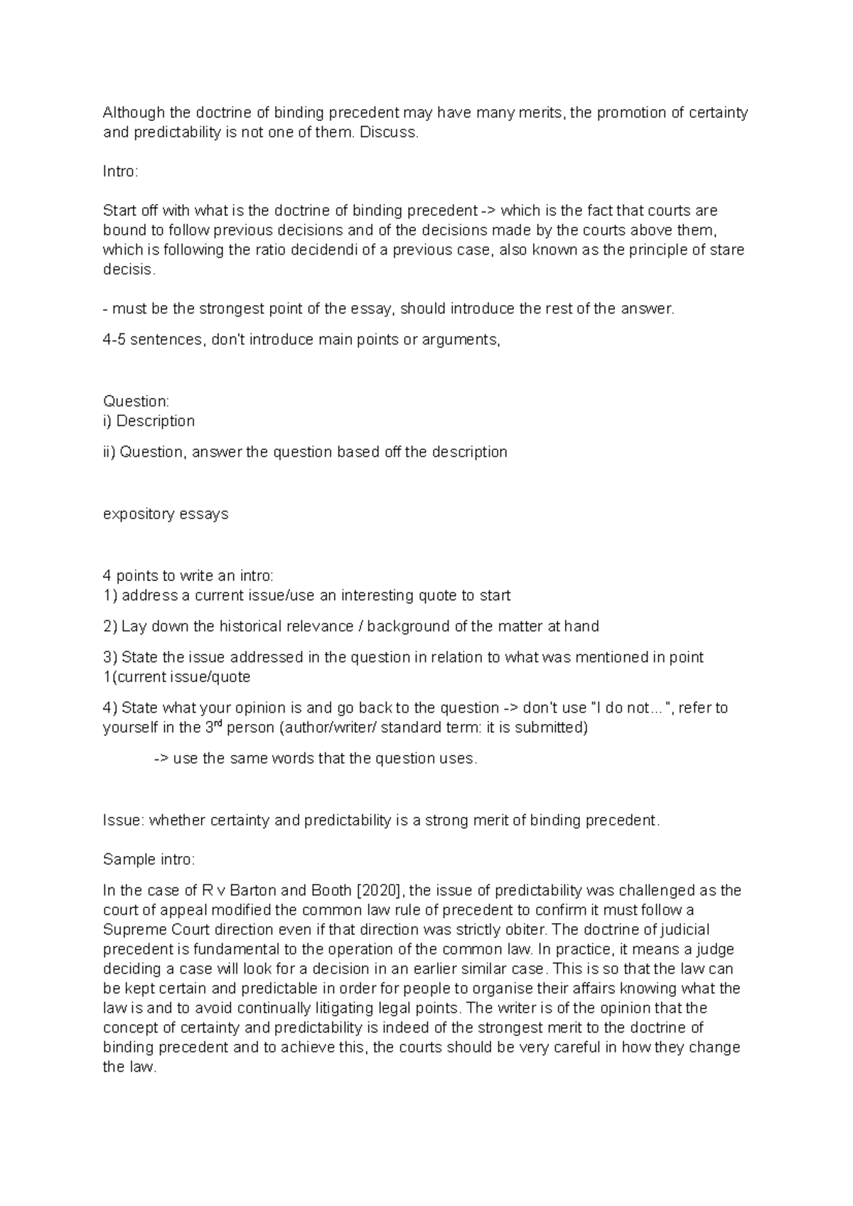Binding Precedent: Certainty and Predictability in Law Analysis - Studocu