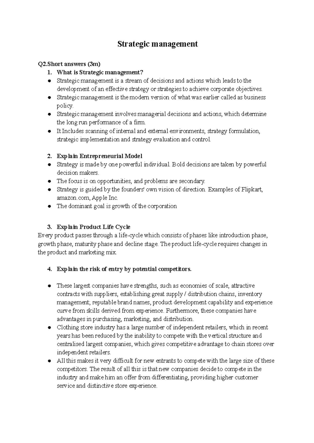 Strategic Management Final Exam Notes (Course Code: SM101) - Studocu