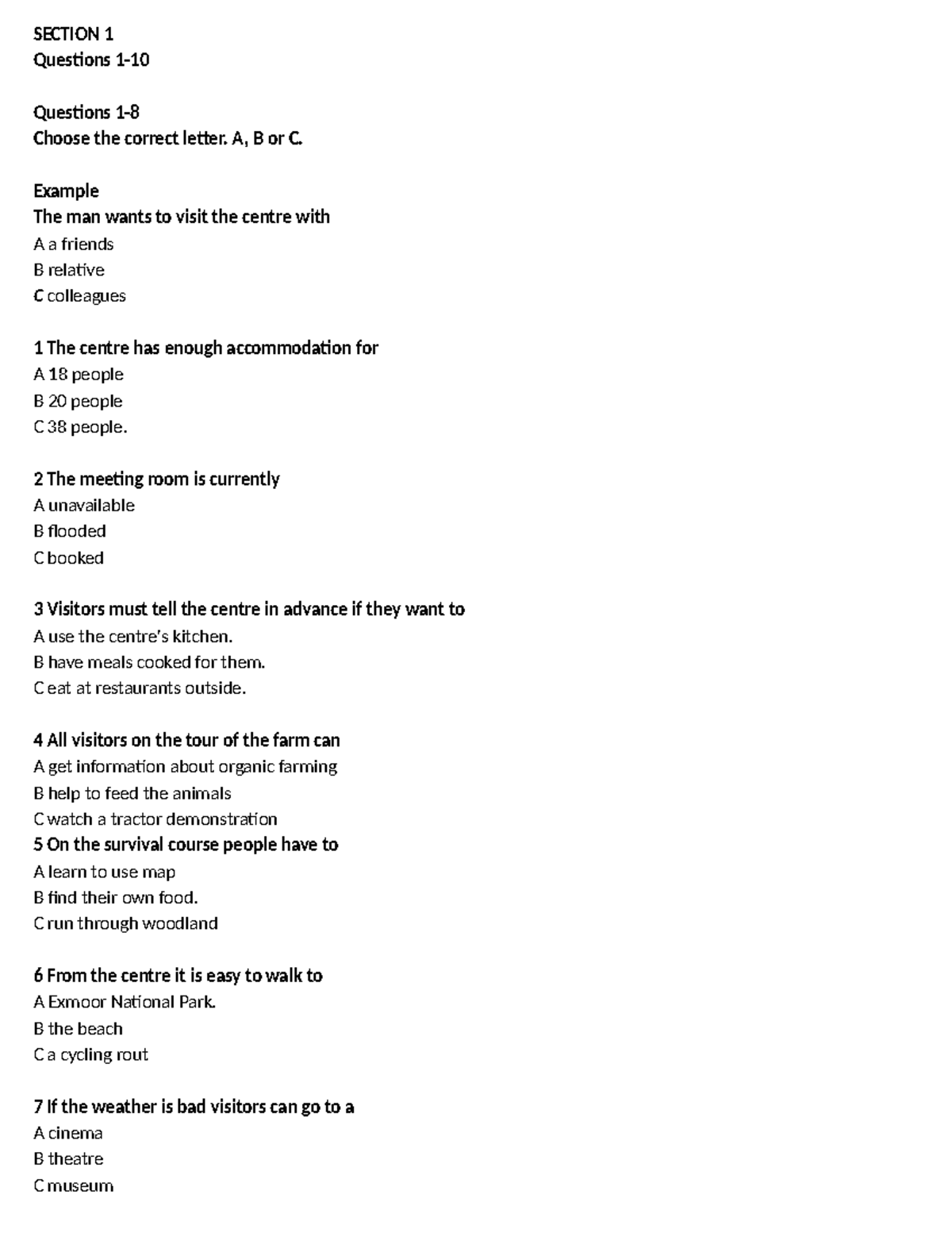 TEST 45 - Listening Comprehension Questions and Answers - Studocu