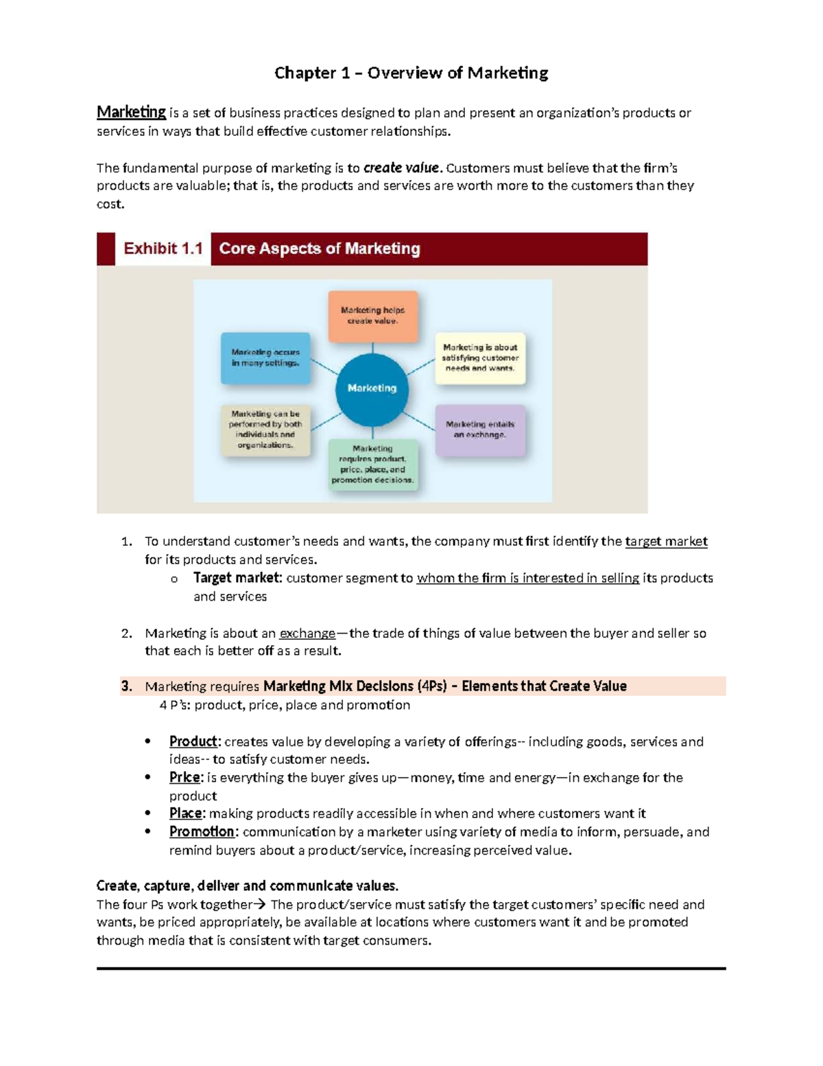 Chapter 1 & 2 - Overview of Marketing Concepts and Strategies - Studocu