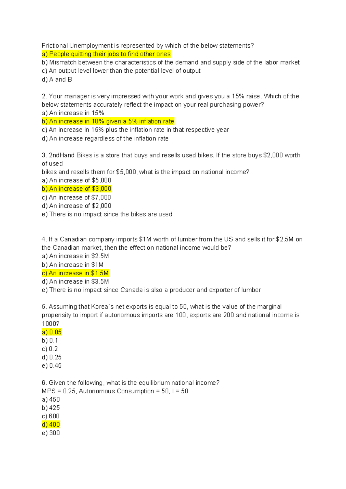 Econ 203 Final Exam Mock: Key Questions and Answers Guide - Studocu
