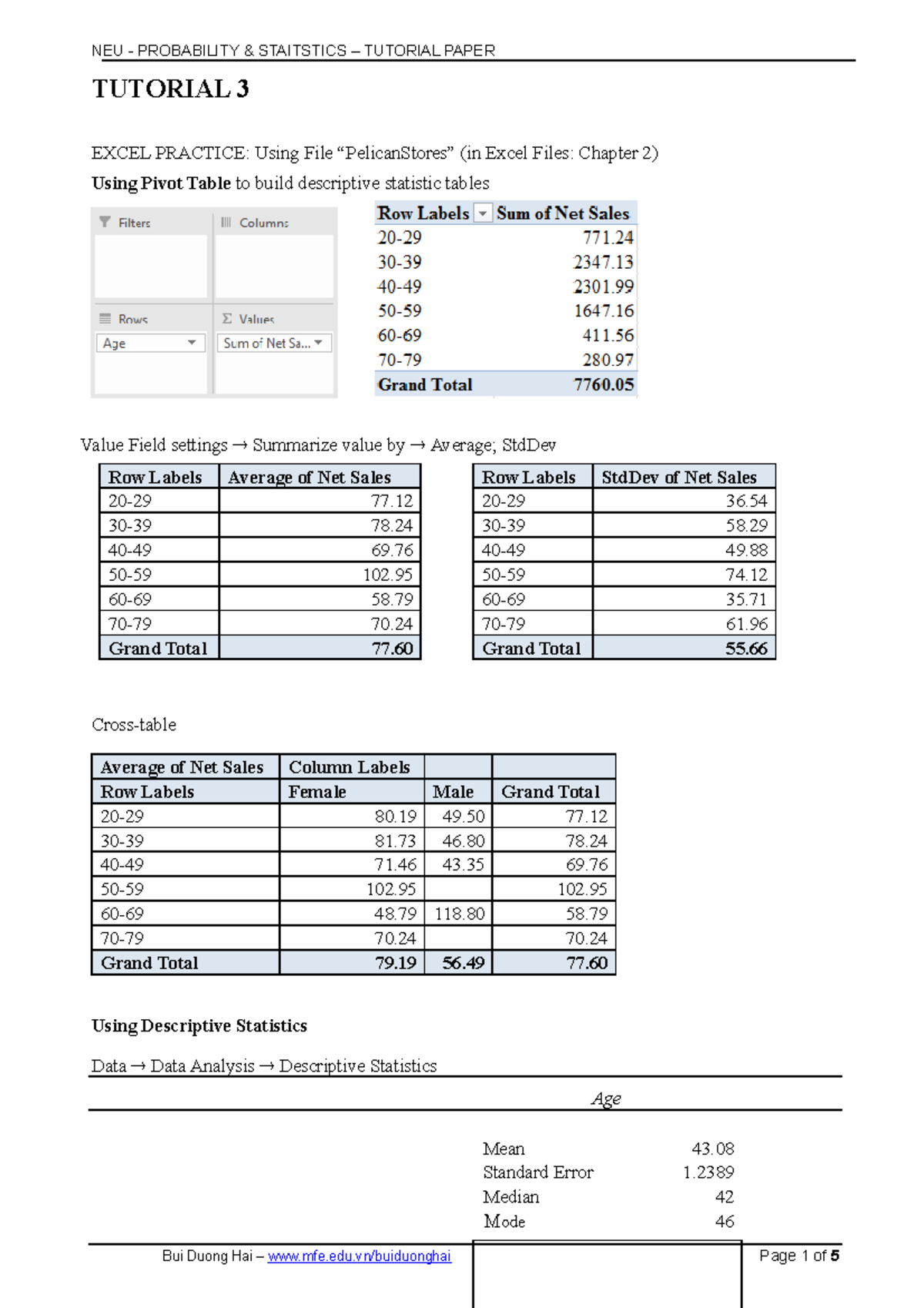 Prob Stat exercise - Probability and Mathematical Statistics 1 - NEU ...