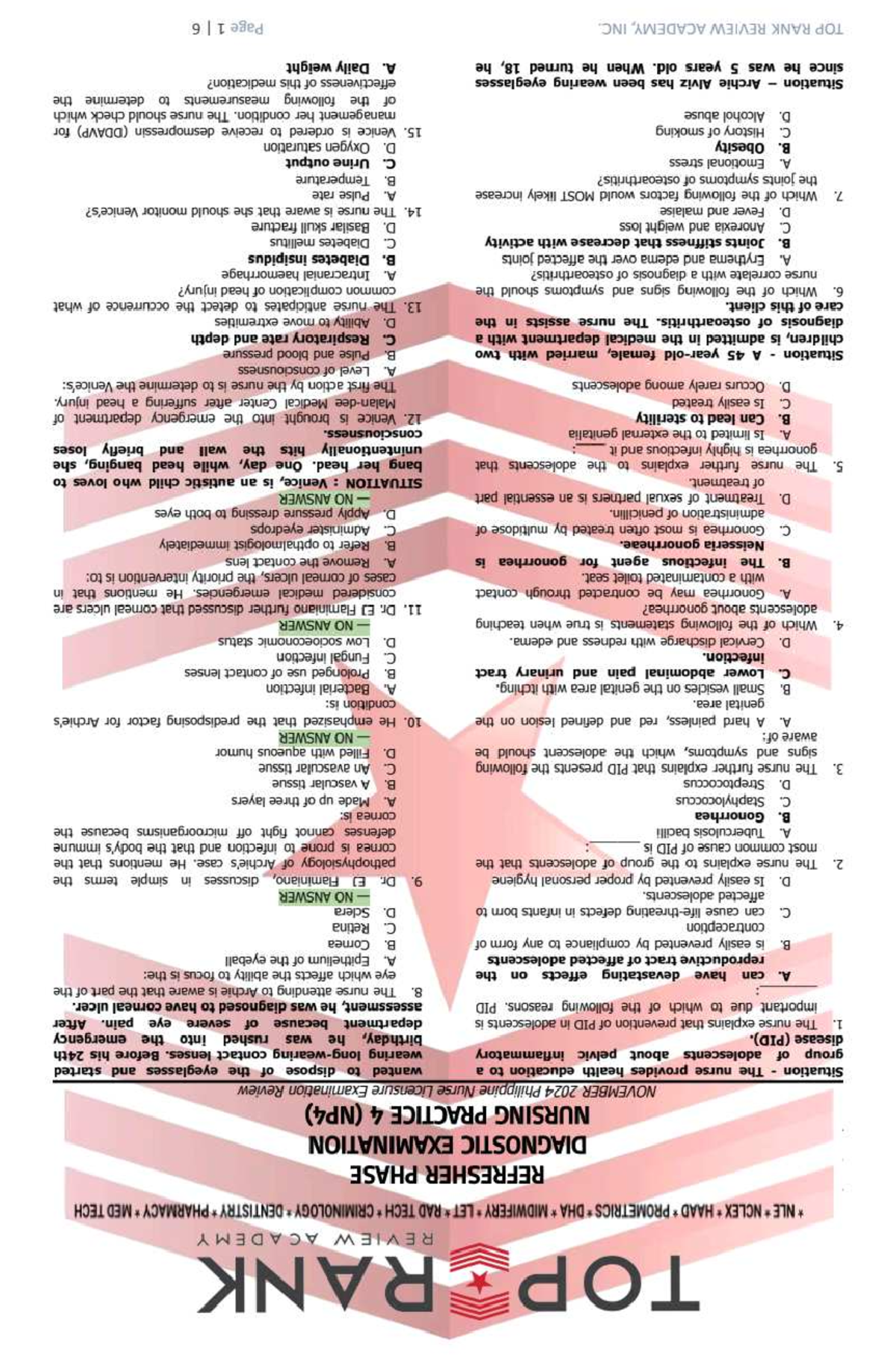 TOP RANK REVIEW ACADEMY NP4 Diagnostic Exam Refresher 2025 - Studocu