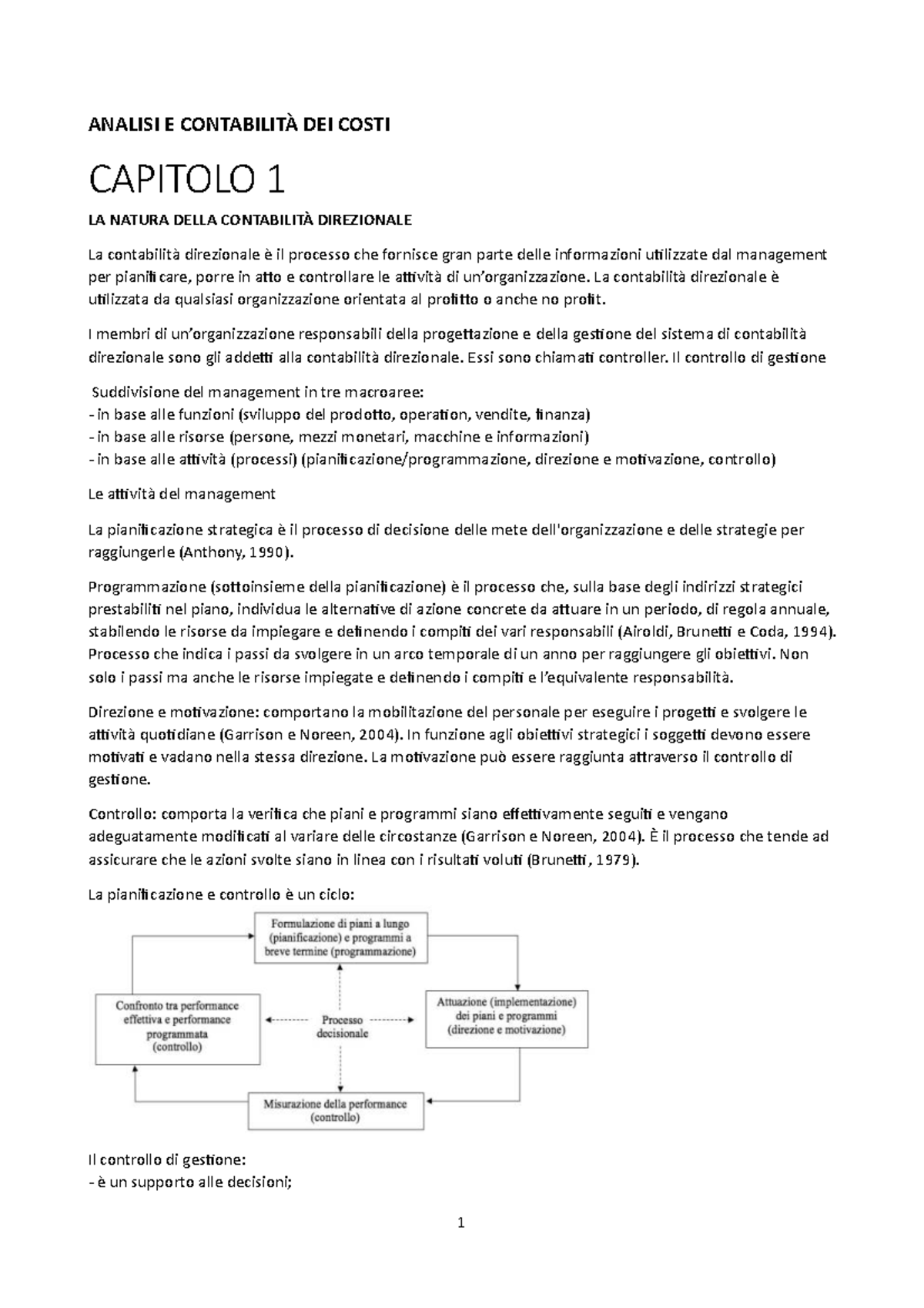 ANALISI E CONTABILITÀ DEI COSTI - CAPITOLO 1: CONTABILITÀ DIREZIONALE ...