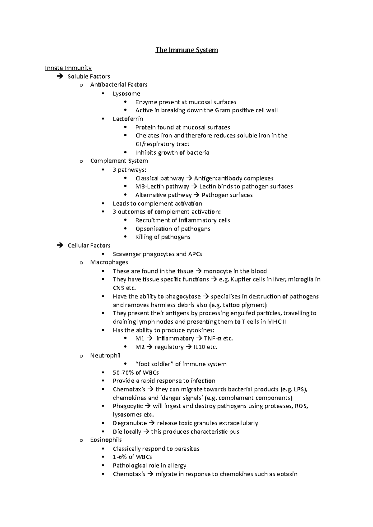 The Immune System - Lecture notes week 0 - immunology - The Immune ...