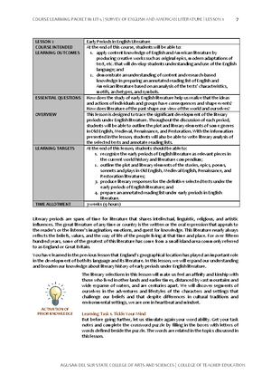 Course Learning Packet in Lit 5 (Lesson 1) - INTRODUCTION TO THE COURSE ...