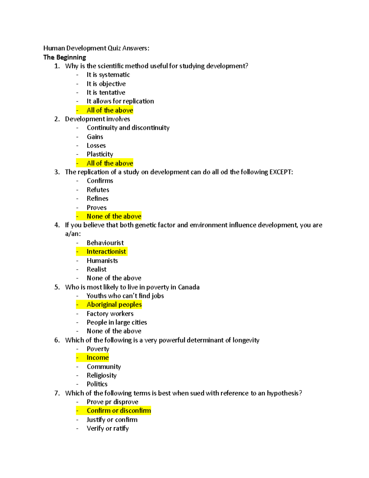 FRHD 1010: Comprehensive Quiz Answers for All Units of Human ...