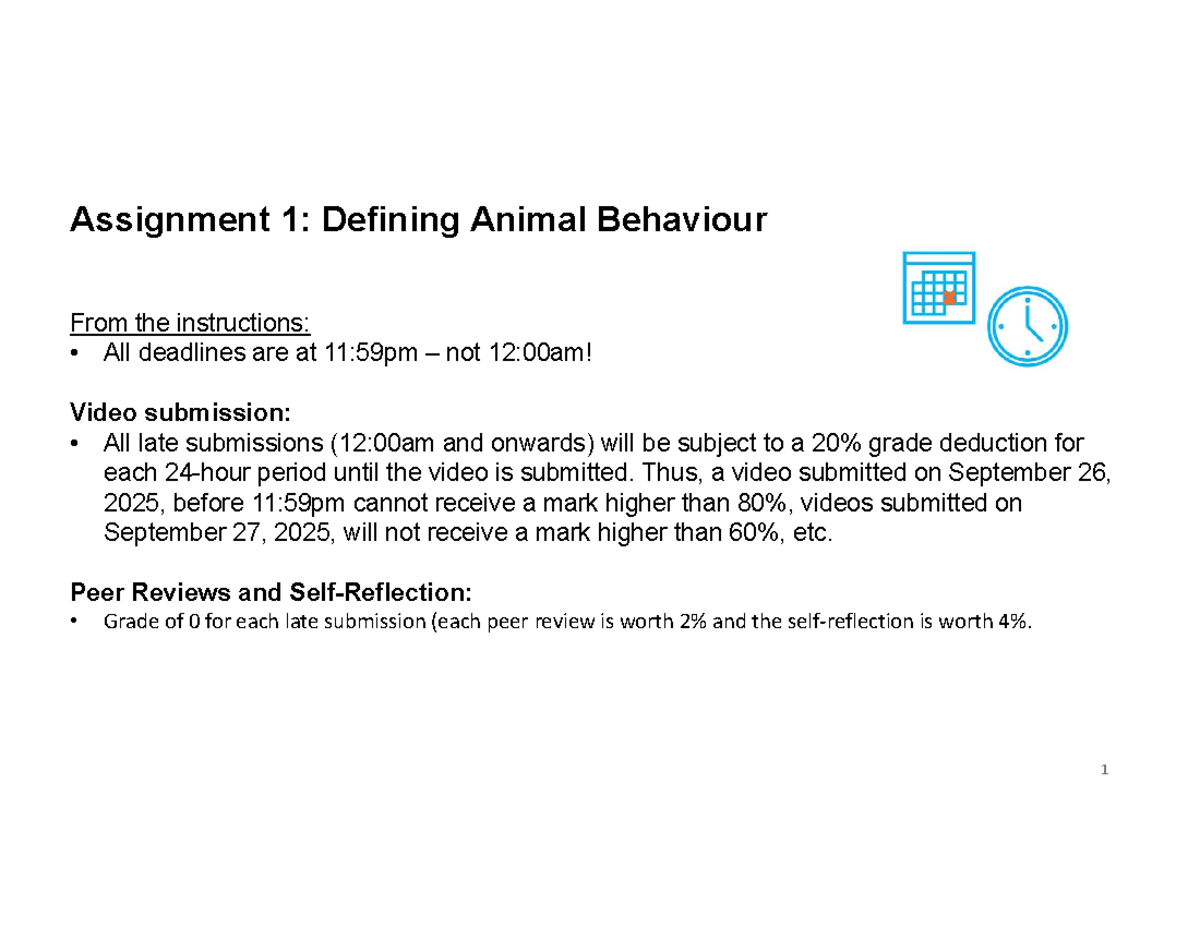 ANSC3090 Assignment 1: Defining Animal Behaviour Guidelines - Studocu