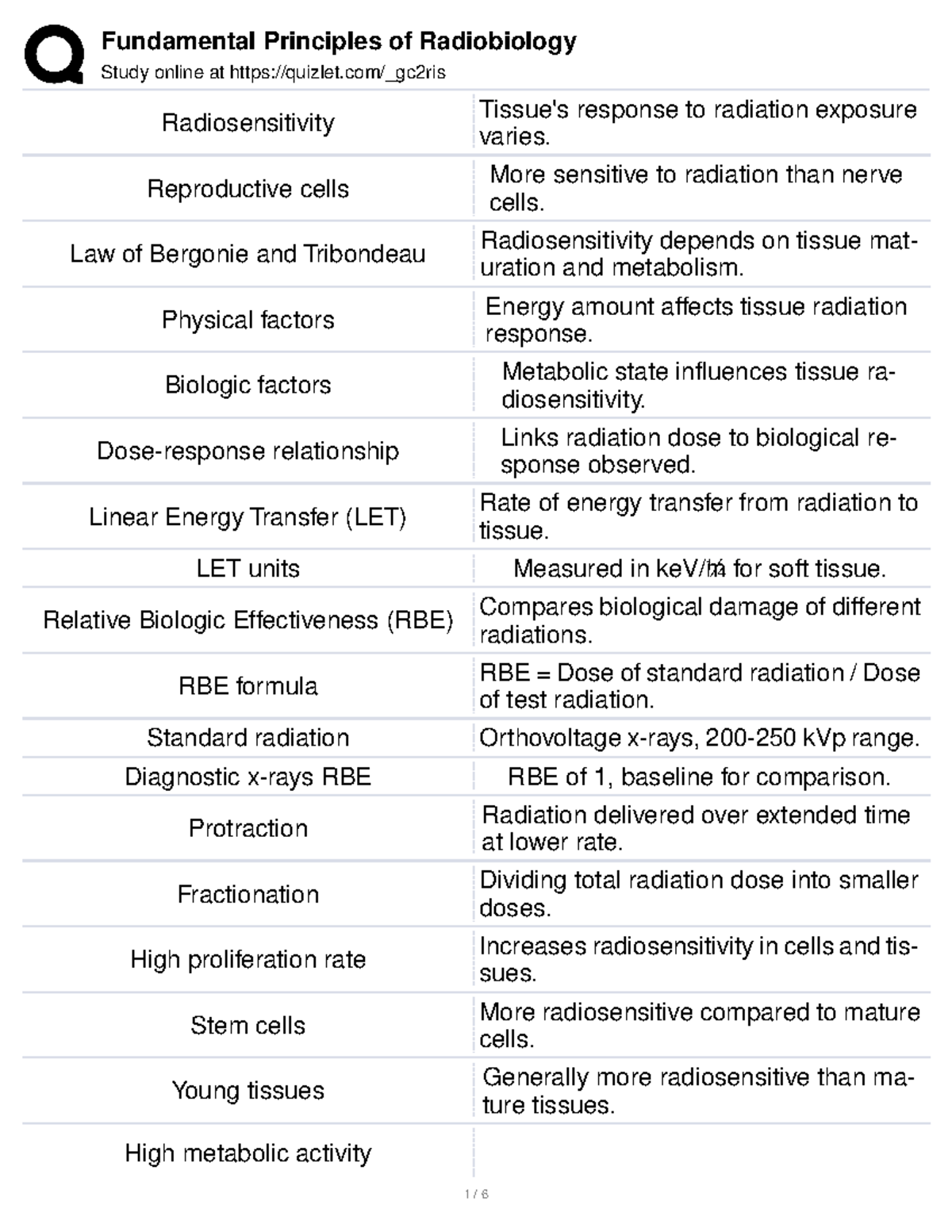 Radbio-1 Bushong Chapter 30: Understanding Radiosensitivity and Effects ...